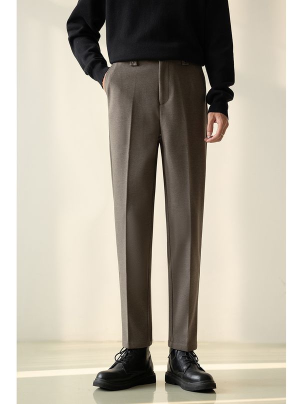 Herren-Anzughose in Wolloptik – Schmal geschnittene, gerade Business-Casual-Hose mit Stretchanteil (28-36)_voghion.com