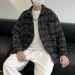 Pi Shuai Coat Men's INS Trendy Plaid Knitted Top Spring And Autumn Korean Loose Casual Work Jacket_voghion.com