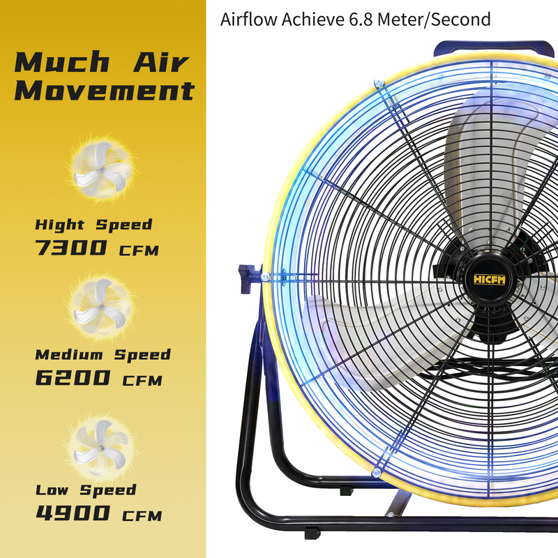 FAN-D24S 8200 CFM 24 Inch Portable High Velocity Drum Fan With Powerful 1/3 HP Motor, Turbo Blade, 3 Speed Low Noise Design And 9ft Power Cord_voghion.com