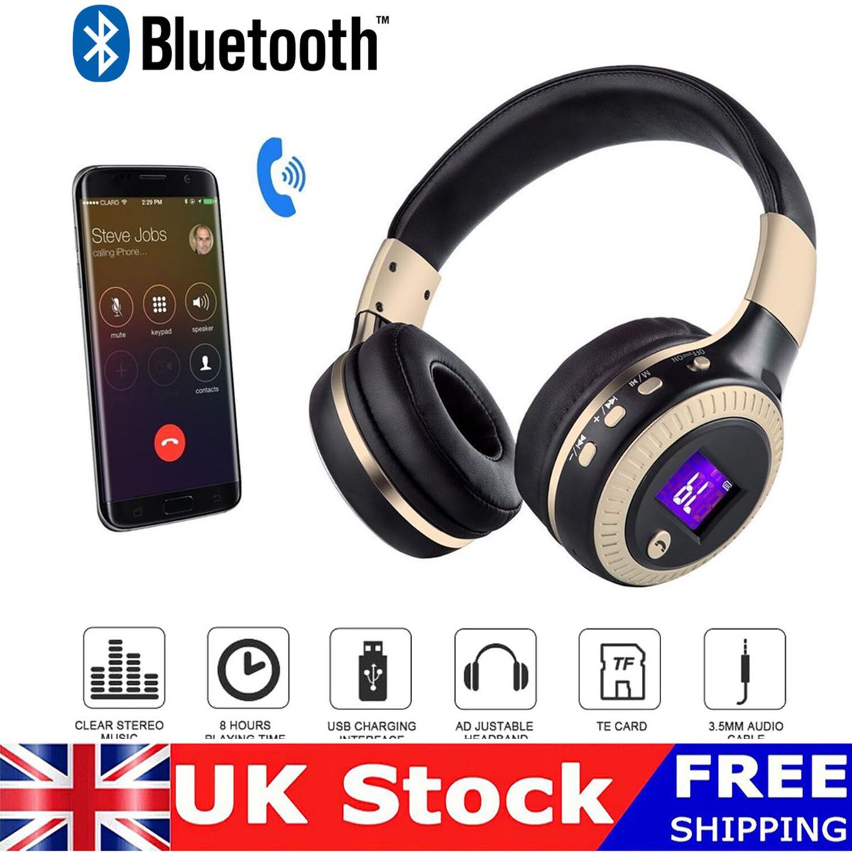Casque stéréo sans fil Bluetooth avec réduction du bruit_voghion.com
