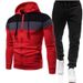 001 2024 Autunno Inverno Nuovo Set Patchwork Tricolore con Cerniera Felpa e Pantaloni della Tuta Sportivi Casual da Uomo Taglie Forti_voghion.com