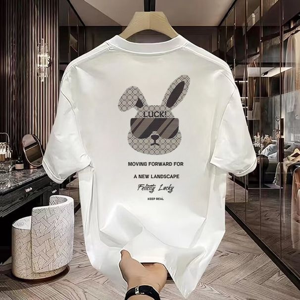 Kurzarm-T-Shirt für Herren, Sommer 2024, trendiger Cartoon-Print, vielseitiges, halbärmeliges High-End-Basishemd aus reiner Baumwolle, hautfreundlich und atmungsaktiv_voghion.com