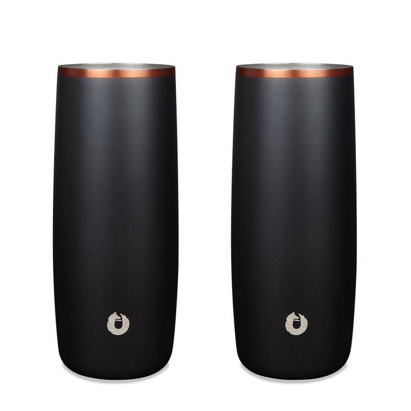 Stainless Steel Highball Cocktail Glass Set, Set Of 2 - Black_voghion.com