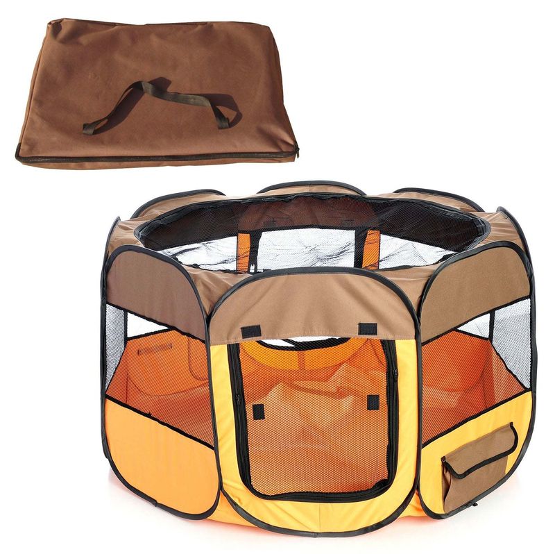 All-Terrain' Lightweight Easy Folding Wire-Framed Collapsible Travel Pet Playpen_voghion.com