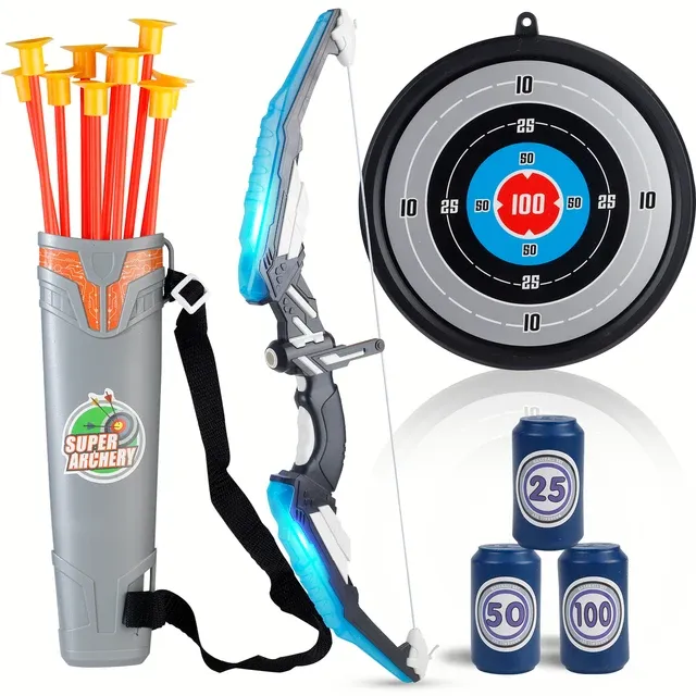 LED-Bogenschießspielzeug-Set für Kinder, Hand-Auge-Koordinationstraining, mehrere Set-Optionen, Sportgeschenk für drinnen und draußen, Halloween/Weihnachten_voghion.com