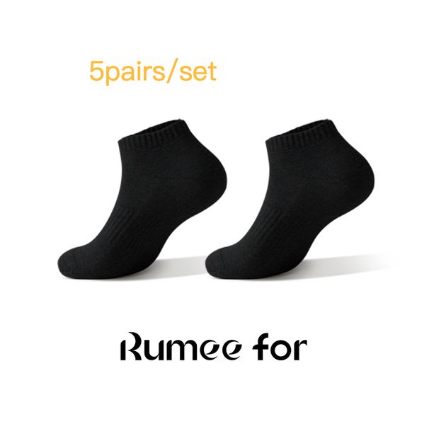5 pares/set de calcetines blancos y beige con diseño de ciervo para hombre, calcetines de tubo medio para primavera y otoño, deportivos, de hilo de algodón puro, calcetines de fondo de toalla, desodorantes, antideslizantes, calcetines largos._voghion.com
