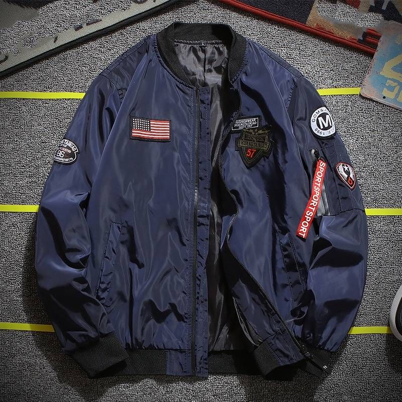 ​​Herren Slim-Fit Bomberjacke im Streetwear-Stil (atmungsaktives Polyester, gerippter Saum, Reißverschluss vorne) – Schwarz/Marineblau/Militärgrün (M-XXXXL)​​_voghion.com