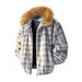 Bluza z kapturem i zamkiem błyskawicznym ze sztucznego kożucha – obszerny zimowy płaszcz z kontrastowym wykończeniem i podszewką w panterkę (mieszanka octanu, szaro-niebiesko-kawowa, rozmiar M-3XL)_voghion.com