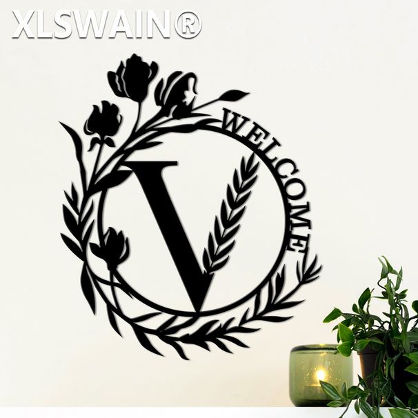 Welcome To Metal Wall Art, Personalized Name Identification, Black Wall Decoration, Suitable For Indoor And Outdoor Decoration_voghion.com