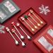 Christmas doll fork and spoon set, stainless steel coffee spoon cartoon spoon gift box with Christmas tableware._voghion.com
