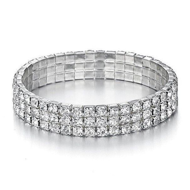 Vendita calda 3 braccialetti elastici lucidi a più file con diametro completo per le donne_voghion.com