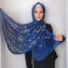 Eleganter Chiffon-Hijab mit Stickerei und Strasssteinen – Leichtes muslimisches Kopftuch für Damen – 70 x 175 cm (verschiedene Farben)_voghion.com