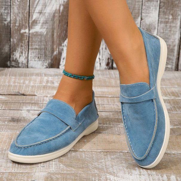 Slip-On Loafers For Women, Frosted Flat-Soled Lazy Retro Single Shoes, Large-Size Casual Shoes_voghion.com