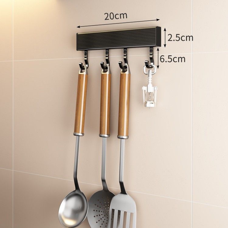 Supporto da parete regolabile per cucina – Supporto da parete in alluminio resistente per utensili, pentole e padelle (4/6/8/10/12 ganci, capacità di carico 5 kg)_voghion.com