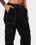 women's high-waisted elastic waistband waist-cut pants loose wide-leg workwear multi-pocket jeans_voghion.com