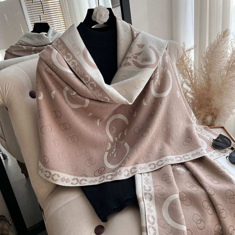 Écharpe de styliste classique avec lettres pour femmes, écharpe en Imitation de cachemire, mi-longue, haut de gamme, châle chaud_voghion.com