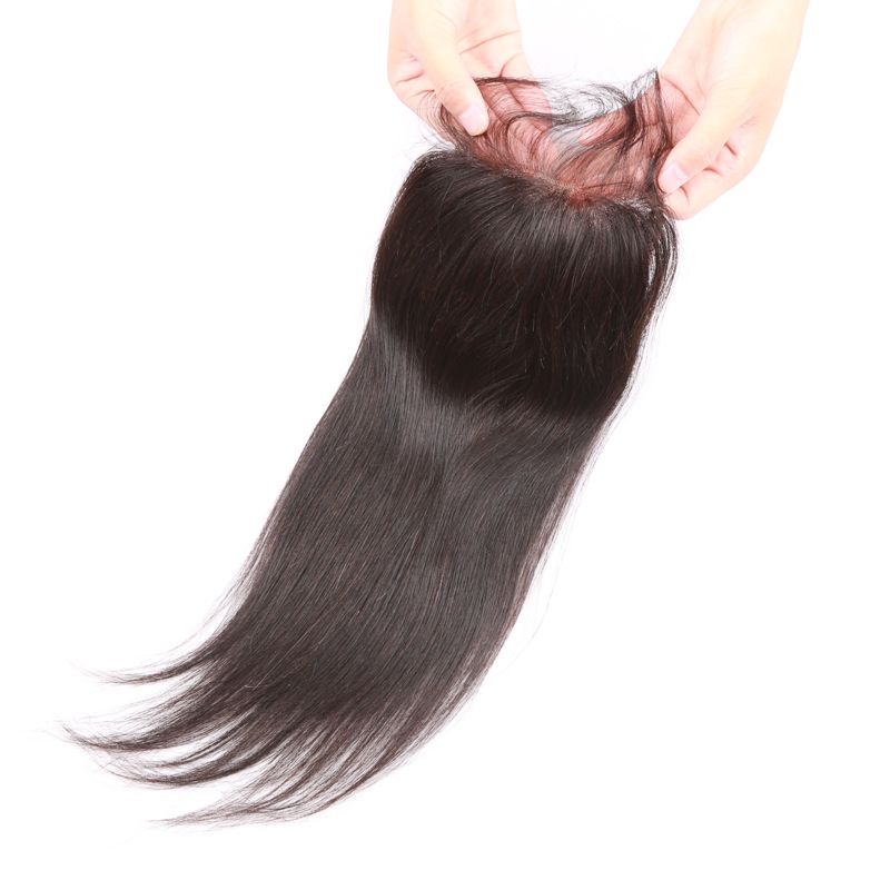 100% Virgin Unprocessed Human Hair 4*4 Swiss Lace Closure 150% Density Silky Straight Hair Closure_voghion.com