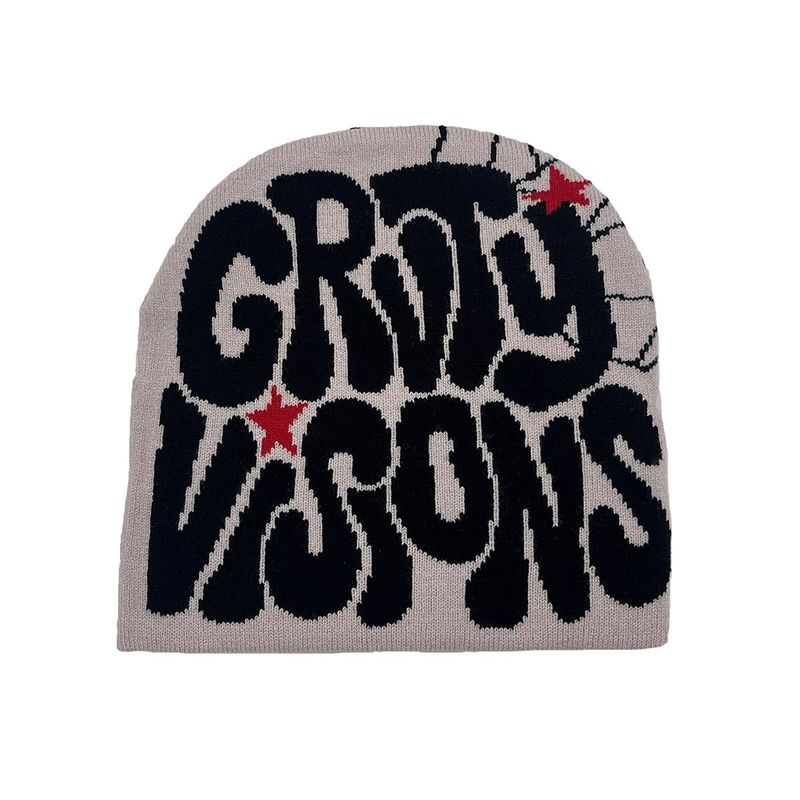 GR Spider Web Strickmütze Herren und Damen Jacquardmütze Europäische und amerikanische Popmütze Hip Hop Mütze Alphabet Mütze Trendy Street_voghion.com