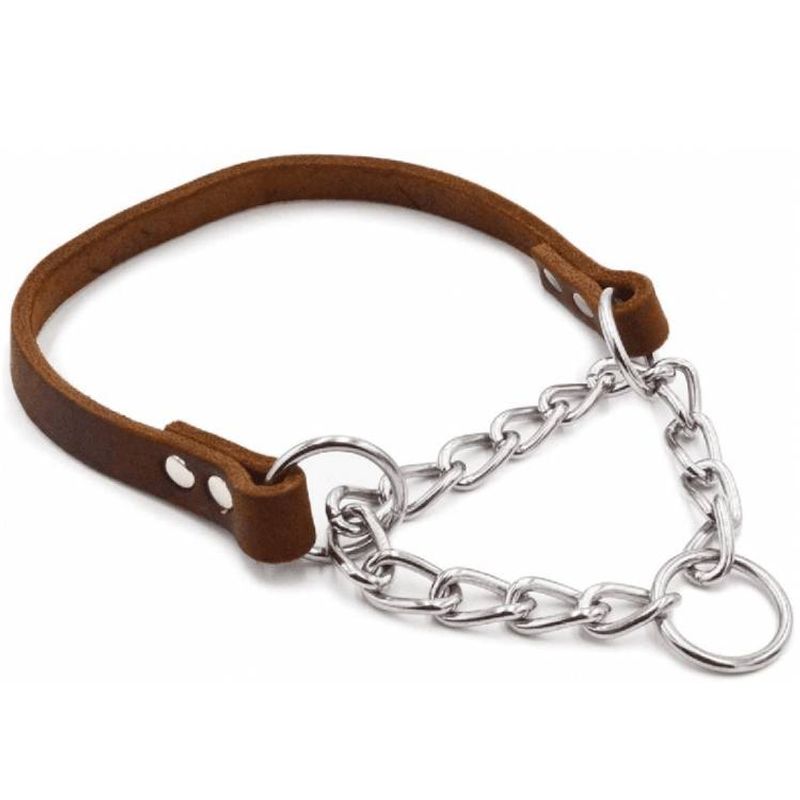 Half P Shape Pet Dog Collar Leather Dog Chain Collar_voghion.com