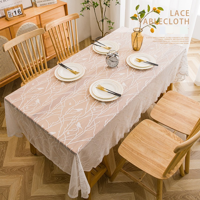 White Lace French Hollow Country Nordic Rectangular Tablecloth Table And Chair Picnic Tablecloth Desktop_voghion.com