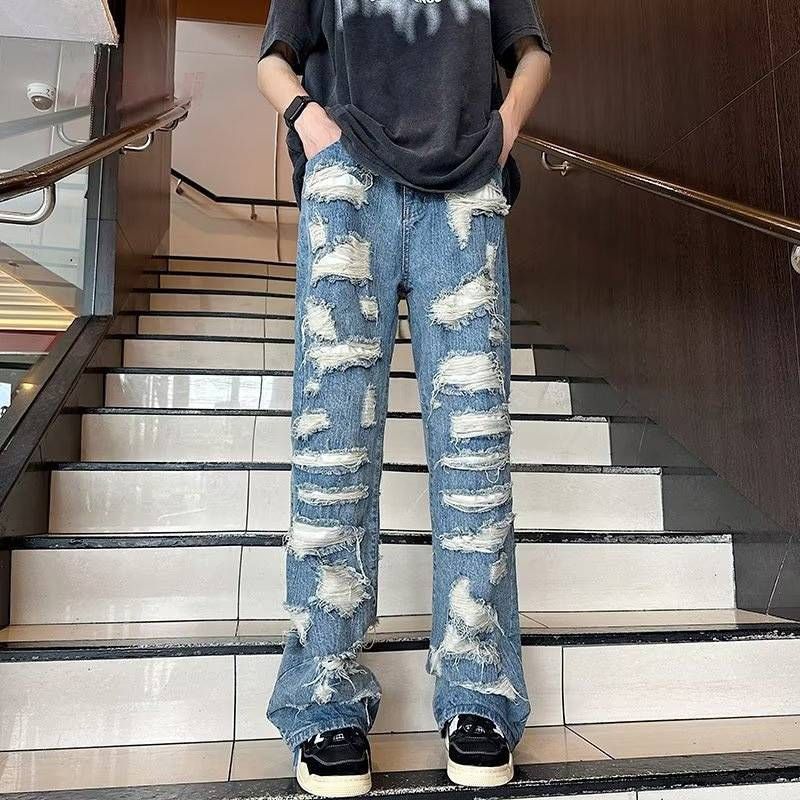 Jeans Vintage Wreck American Pants High Street Ripped Patch, Free Flamboyance, Trendy Vitality, Hip Hop._voghion.com