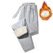 Pantalon de jogging doublé polaire pour homme, pantalon de survêtement chaud d'hiver à jambes droites, pantalon de détente unisexe décontracté avec poignets élastiques_voghion.com