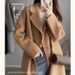 Cappotto lungo oversize in misto lana beige da donna, stile coreano, casual, stile capispalla_voghion.com