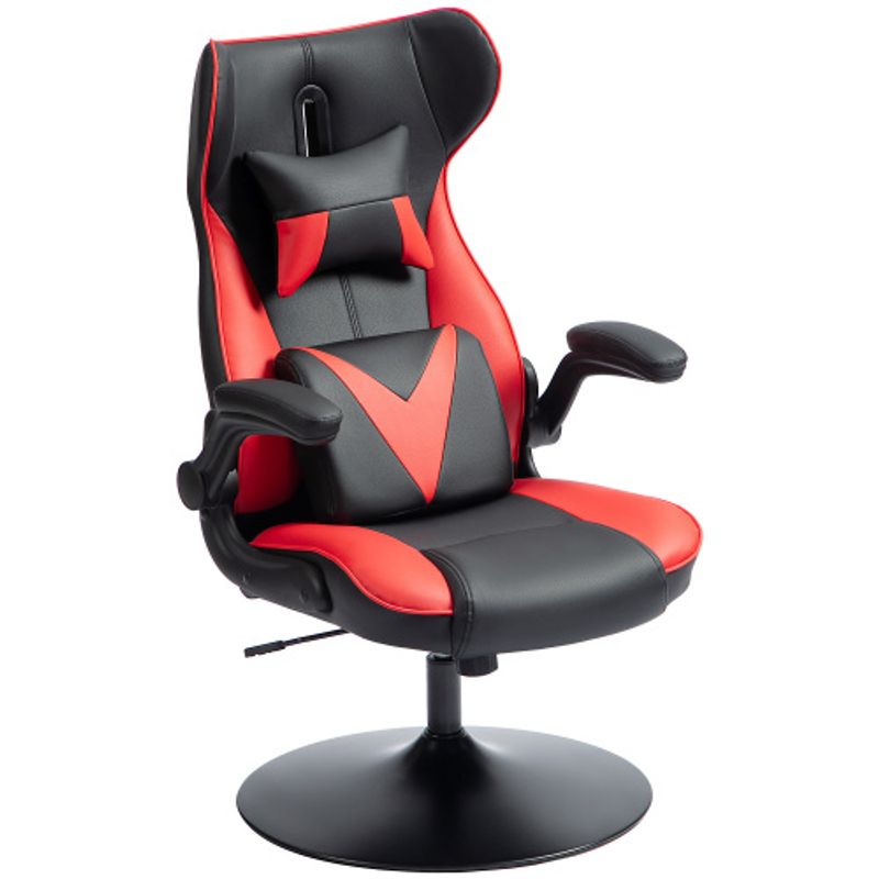Vinsetto Gaming Stuhl Mit Wippenfunktion, Ergonomischer Computerstuhl, Höhenverstellbar Bürostuhl, Drehbar Schreibtischstuhl Mit Kopf- Und Lendenkissen, Bis 120 Kg Belastbar, Schwarz+Rot_voghion.com