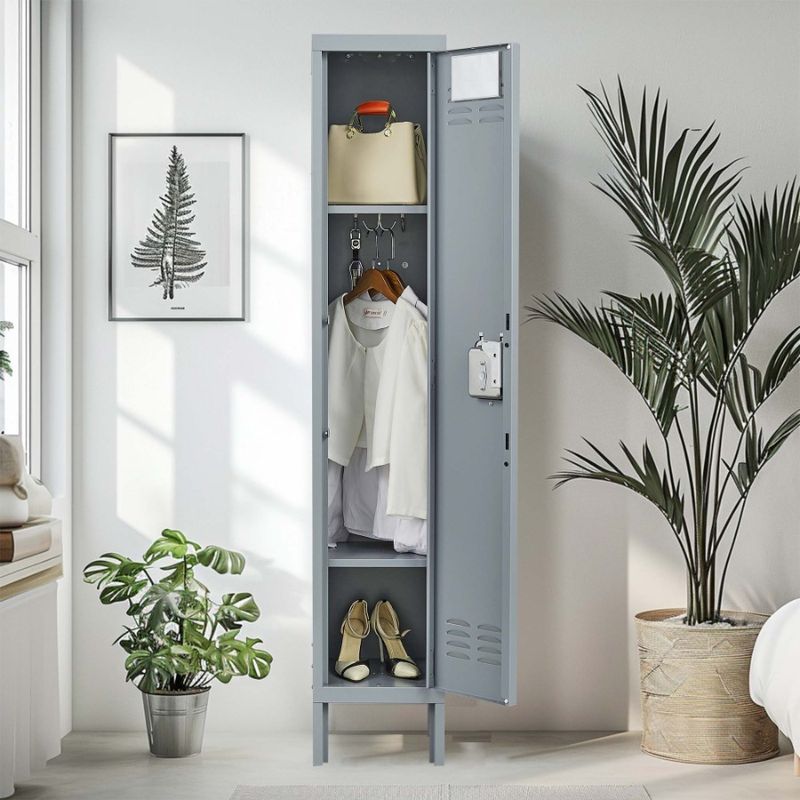 1 Employees Garage Storage Lockers Locker With Office School Gray Door Metal Home Cabinet 66H For For Lock Gym_voghion.com