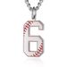 Collana con ciondolo a forma di numero da baseball - Collana con ciondolo a goccia in acciaio inossidabile e smalto rosso per uomo e donna (cifre da 0 a 9, catena a serpente da 60 cm)_voghion.com