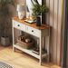 Farmhouse Style Console Table With 2 Drawer And Bottom Storage Shelf For Entryway, Rustic Side Table With Storage Drawer And Shelf For Living Room,_voghion.com
