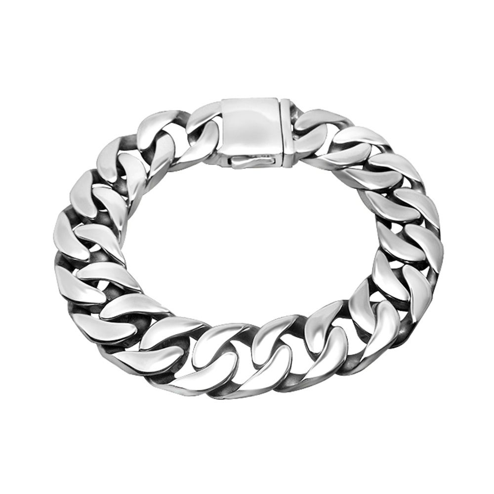 Titanium Steel Men's Smooth Flat Rock Casting Bracelet CE194_voghion.com