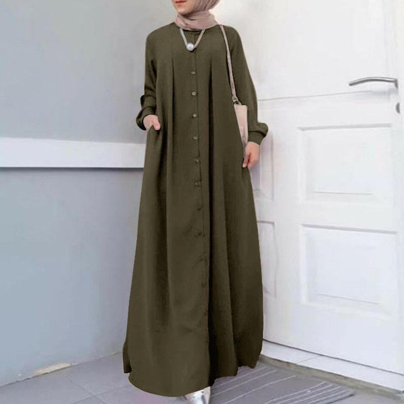 Women's long skirt plus size women's clothing loose temperament commuting long robe dress_voghion.com