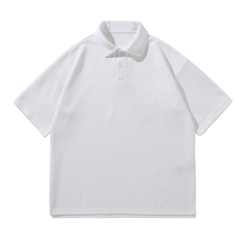 Unisex Clothing Breathable Casual 290g Heavyweight Leading Trendy Polo Shirt Men's Loose Solid Color Split Drop Shoulder Lapel Polo Shirt Couple_voghion.com