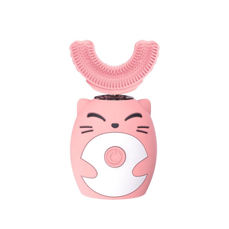 Spazzolino sonico impermeabile a forma di U per bambini con testine di ricambio_voghion.com