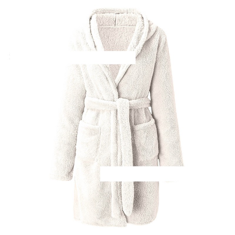 Men's autumn and winter hooded home plush pajamas solid color warm bathrobe women_voghion.com