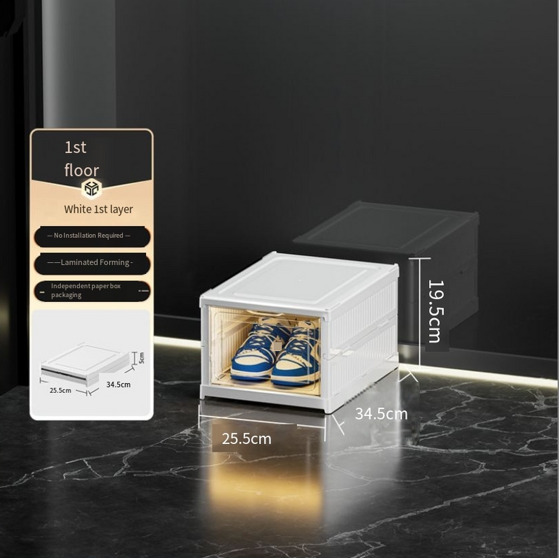 Hopfällbar skolåda Dammtät skoskåp Sneakers Förtjockad transparent förvaringsartefakt Hopfällbar skolåda_voghion.com