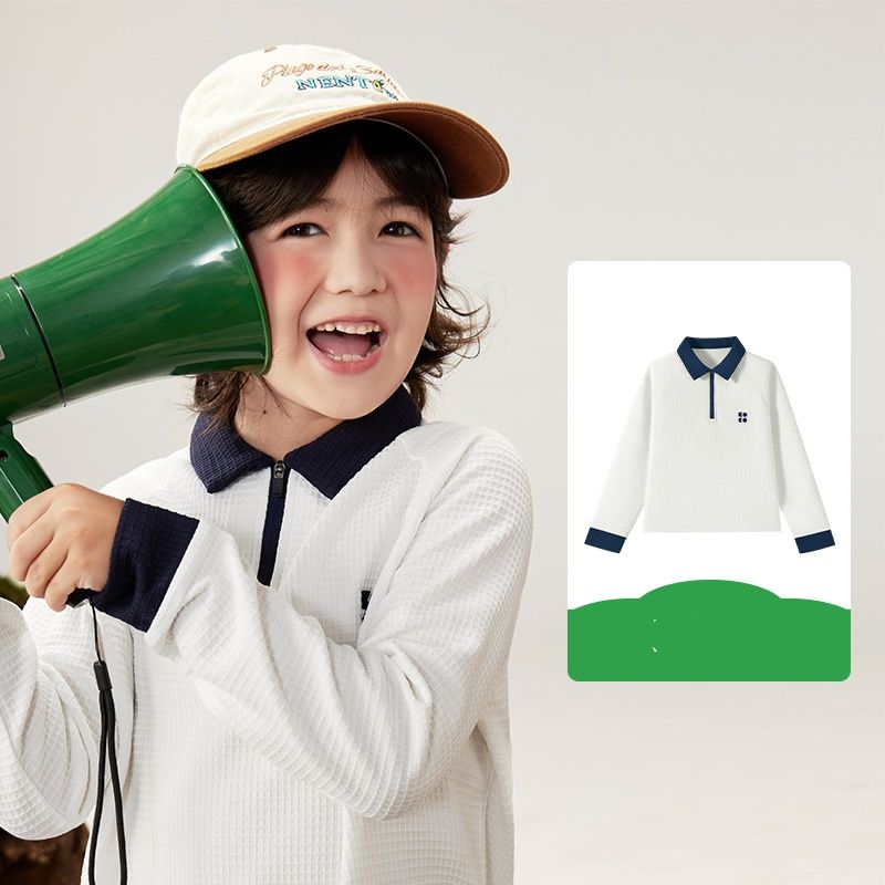 Polo per bambini – Maglia a maniche lunghe con colletto classico per ragazzi e ragazze (dagli 8 ai 16 anni)_voghion.com
