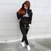 Women's Casual Hooded Sweatshirt & Jogger Pants Set - Stylish Winter Workout Outfit With Print Design_voghion.com