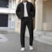 Men's Waffle Knit Jogger Pants Set With Drawstring - Casual Sportswear For Spring & Fall - Breathable & Comfortable_voghion.com