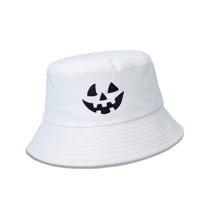 Hot Sale Pumpkin Color Grie Embroidery Bucket Hats Women Men Halloween Party Bob Hip Hop Fisherman Hat Simple Orange White Panama_voghion.com
