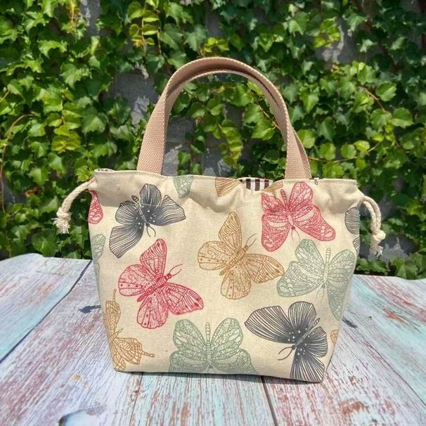 Exquisite Small Cloth Japanese Style Cute Handbag Canvas Box Lunch Bag Drawstring Handheld_voghion.com