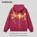 American High Big Spider Foam Print Hoodie Unisex Street Style Loose Hip Hop Cardigan Jacket_voghion.com