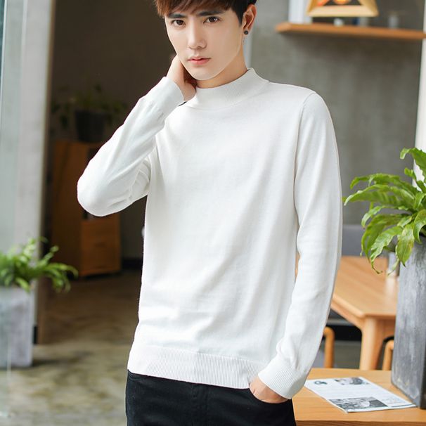 Männerkleeder Kottengpullover einfarweg Casual Pullover Slim Fit frësche Rollkragenpullover_voghion.com