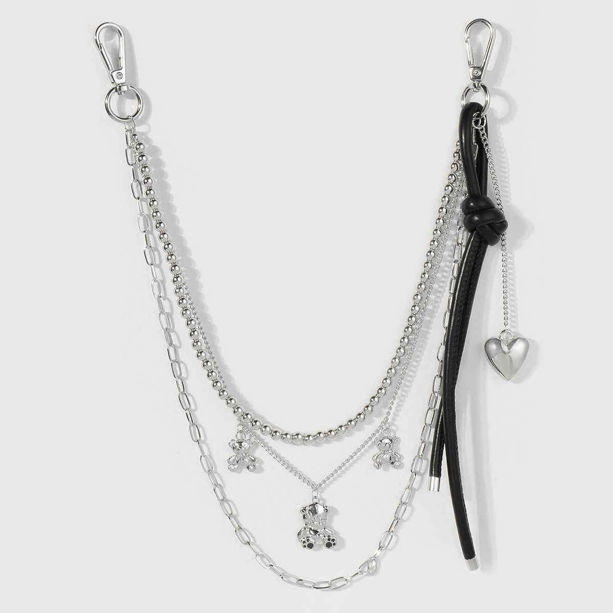 Accessorio per cintura in pelle con cinturino in vita, stile Y2K, dolce, alla moda, in argento CCB con perline, a forma di orso, a forma di cuore e stella_voghion.com