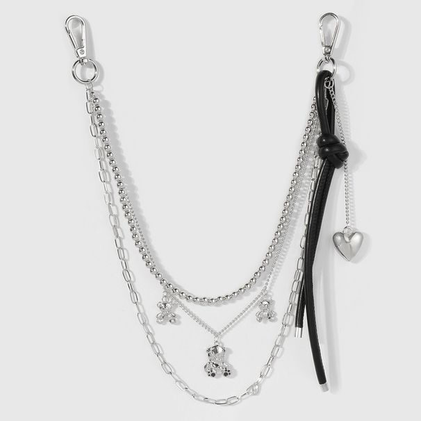 Accessorio per cintura in pelle con cinturino in vita, stile Y2K, dolce, alla moda, in argento CCB con perline, a forma di orso, a forma di cuore e stella_voghion.com