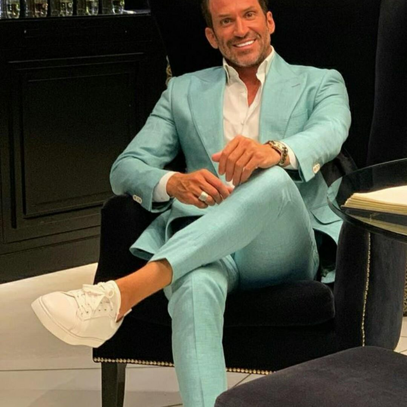 Heren mintgroen Business casual pak Tweedelig bruidsjonkerspak Bruiloftsbanketpak_voghion.com