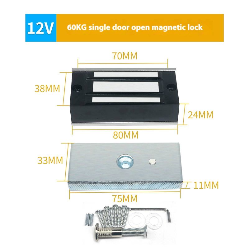 Serrure électromagnétique de 280 kg - Système de contrôle d'accès en saillie pour porte simple ou double avec serrure magnétique et gâche électrique_voghion.com