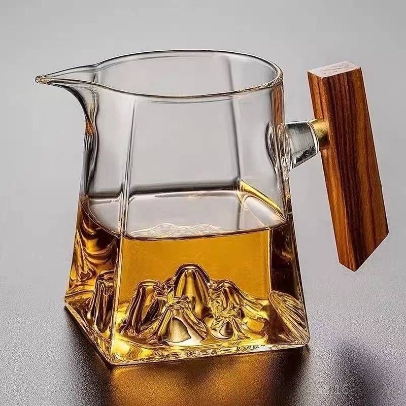 Square Glass Tea Pitcher With Wooden Handle – Heat-Resistant Borosilicate Gongfu Tea Cup Transparent Tea Server + Optional 304 Stainless Steel Filter​_voghion.com