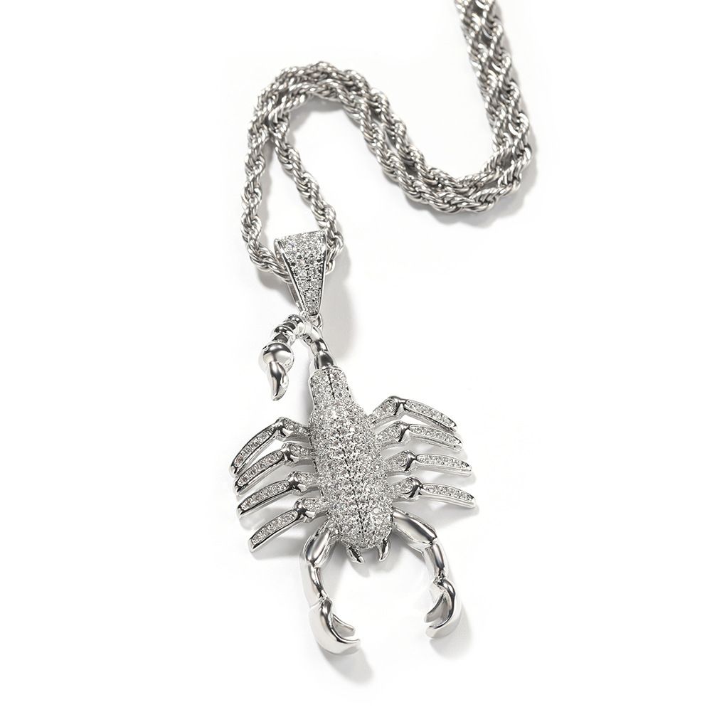 Herrenschmuck – Hip-Hop-Skorpion-Anhänger mit Zirkonia und Diamanten, ein cooles Statement-Piece für Casual und Streetwear._voghion.com